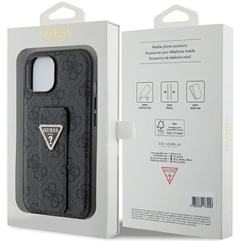 GUESS Etui do iPhone 13 / 14 / 15 GUHCP15SPGS4TDK (Grip Stand 4G Triangle Strass) czarny