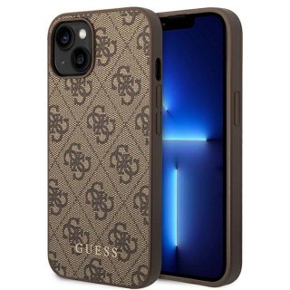 GUESS Etui do iPhone 14 GUHCP14SG4GFBR (4G Gold Logo) brązowy