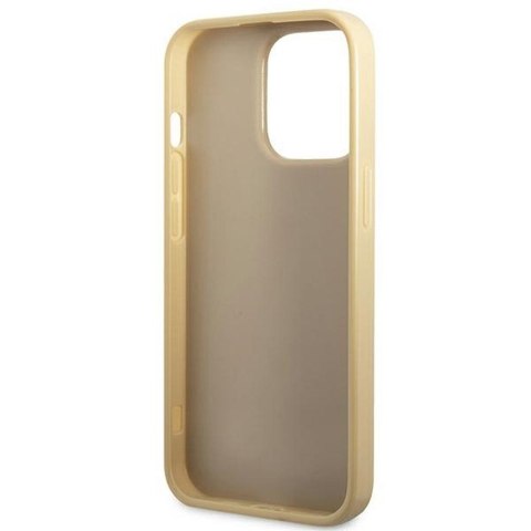 GUESS Etui do iPhone 14 Pro GUHCP14LHGGSHD (Glitter Flakes Script Metal Logo) złoty