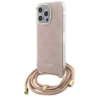 GUESS Etui do iPhone 15 Pro GUHCP15LHC4SEP (Crossbody Cord 4G Print) różowy