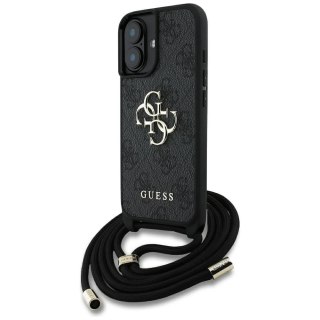 GUESS Etui do iPhone 16 GUHCP16SP4GMGCRK (CBDY PU 4G Big Logo W/Cord Strap) czarny
