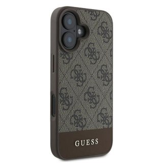 GUESS Etui do iPhone 16 Plus GUHCP16MG4GLBR (PC/TPU 4G PU Bottom Stripe) brązowy