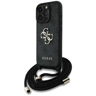 GUESS Etui do iPhone 16 Pro GUHCP16LP4GMGCRK (CBDY PU 4G Big Logo W/Cord Strap) czarny