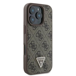 GUESS Etui do iPhone 16 Pro GUHCP16LP4TDPW (PU Leather 4G Triangle Strass) brązowy