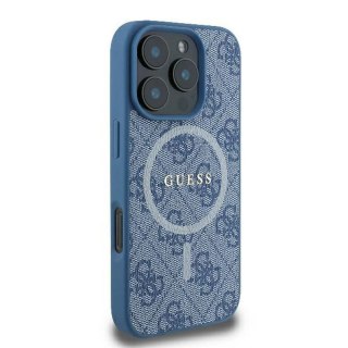 GUESS Etui do iPhone 16 Pro kompatybilny z MagSafe GUHMP16LG4GFRB (PU 4G Ring Classic Logo) niebieski