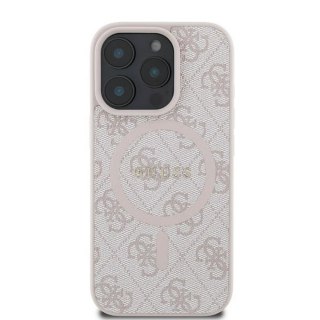 GUESS Etui do iPhone 16 Pro kompatybilny z MagSafe GUHMP16LG4GFRP (PU 4G Ring Classic Logo) różowy