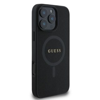 GUESS Etui do iPhone 16 Pro kompatybilny z MagSafe GUHMP16LPSAHMCK (PU Saffiano Classic Logo) czarny