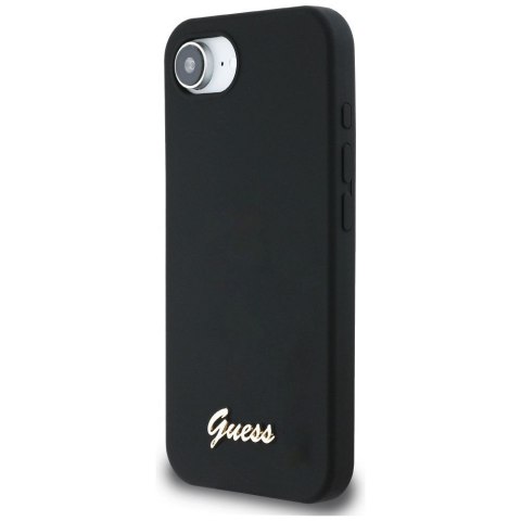 GUESS Etui do iPhone 16e GUHMPSE4SMBSLK (Silicone Script Metal Logo MagSafe) czarny