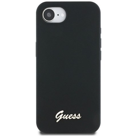 GUESS Etui do iPhone 16e GUHMPSE4SMBSLK (Silicone Script Metal Logo MagSafe) czarny