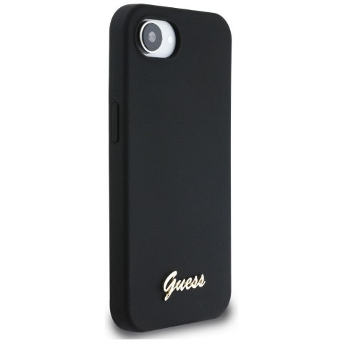 GUESS Etui do iPhone 16e GUHMPSE4SMBSLK (Silicone Script Metal Logo MagSafe) czarny