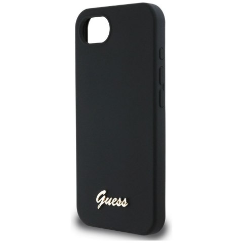 GUESS Etui do iPhone 16e GUHMPSE4SMBSLK (Silicone Script Metal Logo MagSafe) czarny