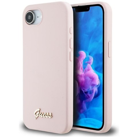 GUESS Etui do iPhone 16e GUHMPSE4SMBSLP (Silicone Script Metal Logo MagSafe) różowy