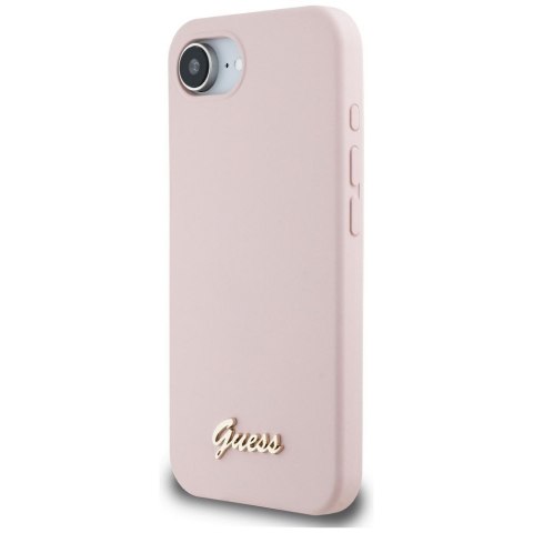 GUESS Etui do iPhone 16e GUHMPSE4SMBSLP (Silicone Script Metal Logo MagSafe) różowy