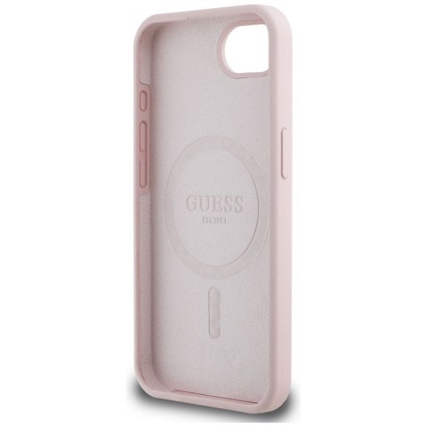 GUESS Etui do iPhone 16e GUHMPSE4SMBSLP (Silicone Script Metal Logo MagSafe) różowy