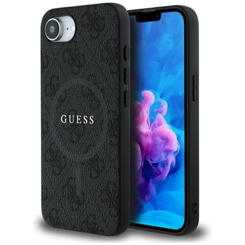 GUESS Etui do iPhone 16e kompatybilny z MagSafe GUHMPSE4G4GFRK (PU 4G Ring Classic Logo) czarny