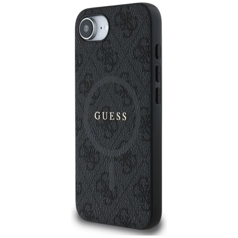 GUESS Etui do iPhone 16e kompatybilny z MagSafe GUHMPSE4G4GFRK (PU 4G Ring Classic Logo) czarny