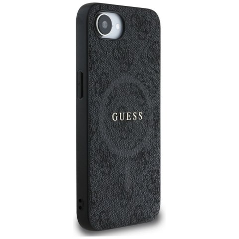 GUESS Etui do iPhone 16e kompatybilny z MagSafe GUHMPSE4G4GFRK (PU 4G Ring Classic Logo) czarny