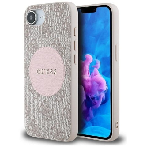 GUESS Etui do iPhone 16e kompatybilny z MagSafe GUHMPSE4P4PGRSGP (PU 4G Circle W/ Classic Logo) różowy