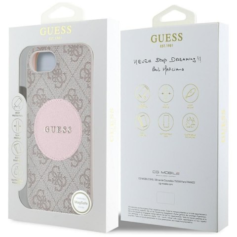 GUESS Etui do iPhone 16e kompatybilny z MagSafe GUHMPSE4P4PGRSGP (PU 4G Circle W/ Classic Logo) różowy