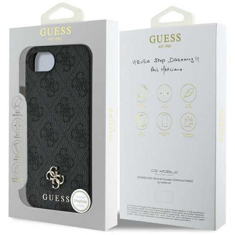 GUESS Etui do iPhone 16e kompatybilny z MagSafe GUHMPSE4P4SM4MK (PU 4G Small 4G and Classic) czarny