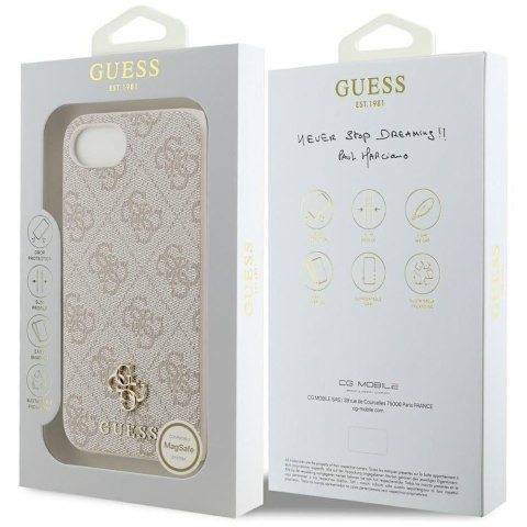 GUESS Etui do iPhone 16e kompatybilny z MagSafe GUHMPSE4P4SM4MP (PU 4G Small 4G and Classic) różowy