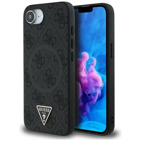 GUESS Etui do iPhone 16e kompatybilny z MagSafe GUHMPSE4P4TDPK (PU 4G Triangle Logo) czarny