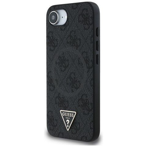 GUESS Etui do iPhone 16e kompatybilny z MagSafe GUHMPSE4P4TDPK (PU 4G Triangle Logo) czarny
