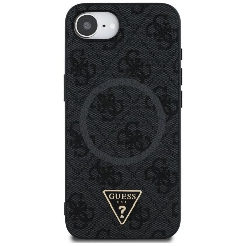 GUESS Etui do iPhone 16e kompatybilny z MagSafe GUHMPSE4P4TDPK (PU 4G Triangle Logo) czarny