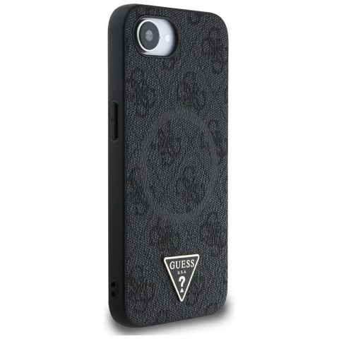 GUESS Etui do iPhone 16e kompatybilny z MagSafe GUHMPSE4P4TDPK (PU 4G Triangle Logo) czarny