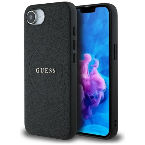 GUESS Etui do iPhone 16e kompatybilny z MagSafe GUHMPSE4PGHSMMK (PU Grained Gold Ring) czarny
