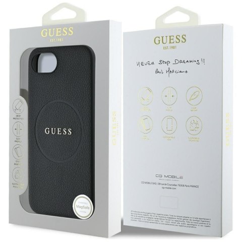 GUESS Etui do iPhone 16e kompatybilny z MagSafe GUHMPSE4PGHSMMK (PU Grained Gold Ring) czarny