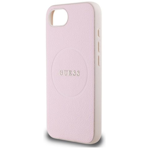 GUESS Etui do iPhone 16e kompatybilny z MagSafe GUHMPSE4PGHSMMP (PU Grained Gold Ring) różowy