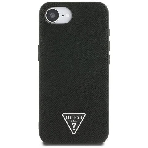 GUESS Etui do iPhone 16e kompatybilny z MagSafe GUHMPSE4PGTSPSK (Grained PU Triangle Logo) czarny