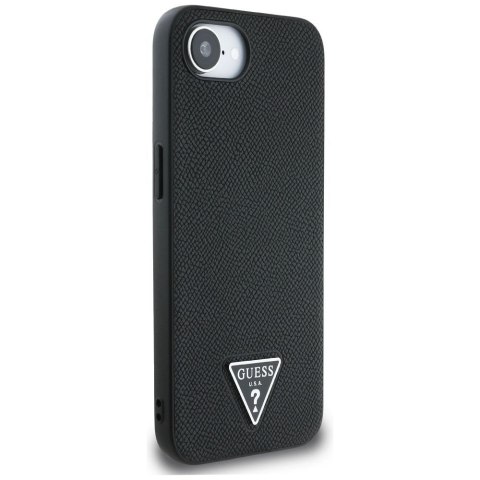 GUESS Etui do iPhone 16e kompatybilny z MagSafe GUHMPSE4PGTSPSK (Grained PU Triangle Logo) czarny