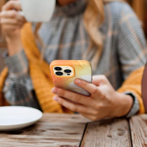 Etui LEATHER MAG COVER kompatybilny z MagSafe do iPhone 11 Pro Max orange splash