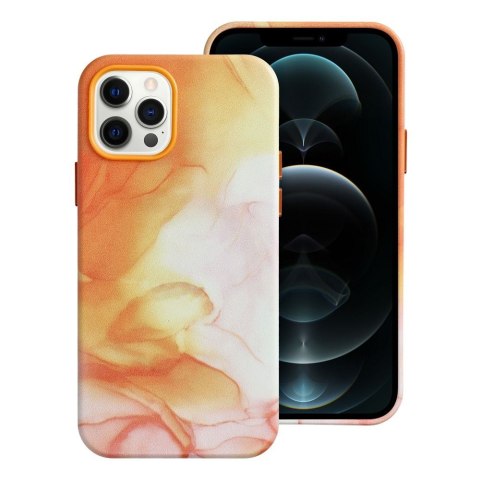 Etui LEATHER MAG COVER kompatybilny z MagSafe do iPhone 12 Pro orange splash