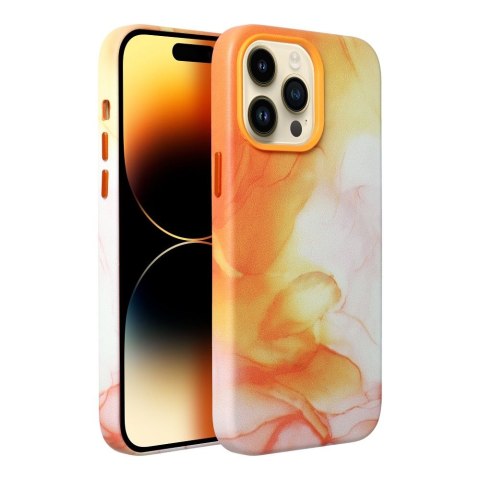 Etui LEATHER MAG COVER kompatybilny z MagSafe do iPhone 12 Pro orange splash