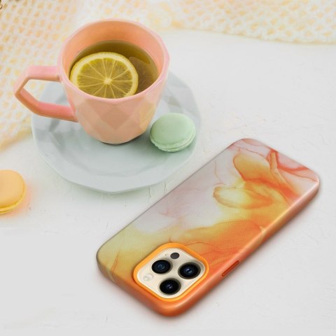 Etui LEATHER MAG COVER kompatybilny z MagSafe do iPhone 12 Pro orange splash