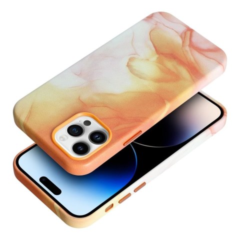 Etui LEATHER MAG COVER kompatybilny z MagSafe do iPhone 12 Pro orange splash
