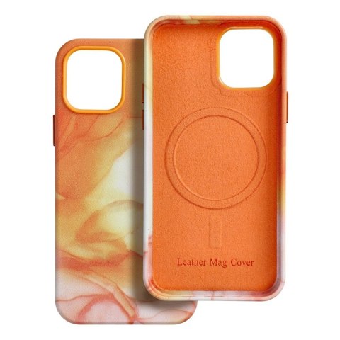 Etui LEATHER MAG COVER kompatybilny z MagSafe do iPhone 12 Pro orange splash