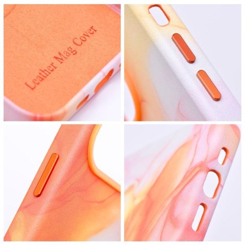 Etui LEATHER MAG COVER kompatybilny z MagSafe do iPhone 12 Pro orange splash