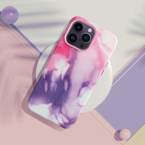 Etui LEATHER MAG COVER kompatybilny z MagSafe do iPhone 12 Pro purple splash