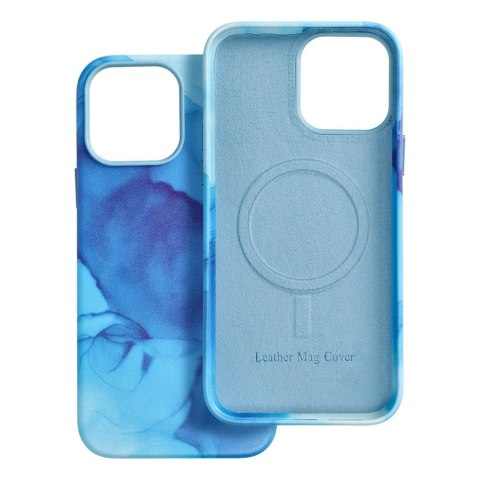 Etui LEATHER MAG COVER kompatybilny z MagSafe do iPhone 13 Pro Max blue splash