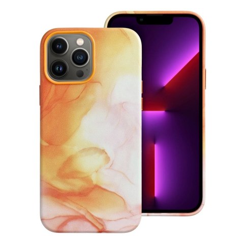 Etui LEATHER MAG COVER kompatybilny z MagSafe do iPhone 13 Pro Max orange splash