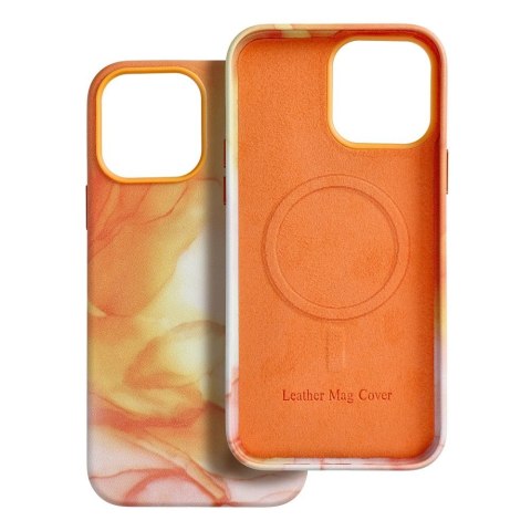 Etui LEATHER MAG COVER kompatybilny z MagSafe do iPhone 13 Pro Max orange splash