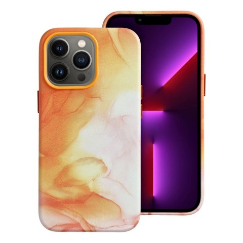 Etui LEATHER MAG COVER kompatybilny z MagSafe do iPhone 13 Pro orange splash