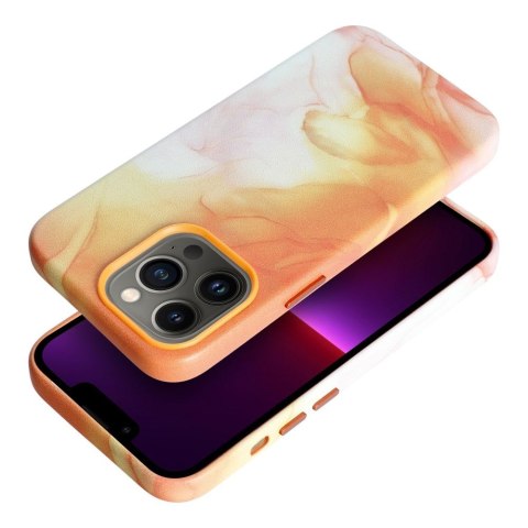 Etui LEATHER MAG COVER kompatybilny z MagSafe do iPhone 13 Pro orange splash
