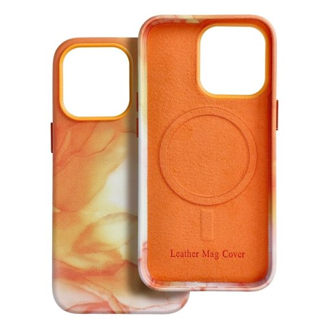 Etui LEATHER MAG COVER kompatybilny z MagSafe do iPhone 13 Pro orange splash