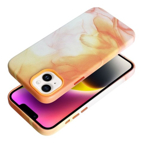 Etui LEATHER MAG COVER kompatybilny z MagSafe do iPhone 14 Plus orange splash