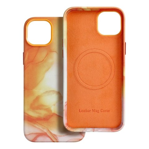 Etui LEATHER MAG COVER kompatybilny z MagSafe do iPhone 14 Plus orange splash
